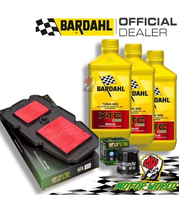 TAGLIANDO 3L BARDAHL XTC 10W50 + FILTRI HIFLO HONDA XL 650 V TRANSALP 2007