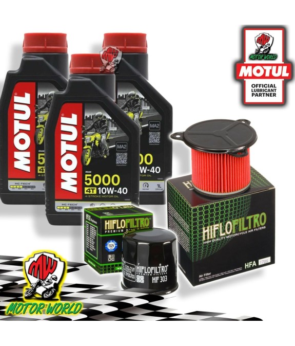 TAGLIANDO 3L MOTUL 5000 10W40 + FILTRI HIFLO HONDA XRV 750 AFRICA TWIN 1992