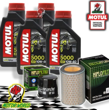 TAGLIANDO 4L MOTUL 5000 10W40 + FILTRI HIFLO HONDA CB 600 S Hornet 2002