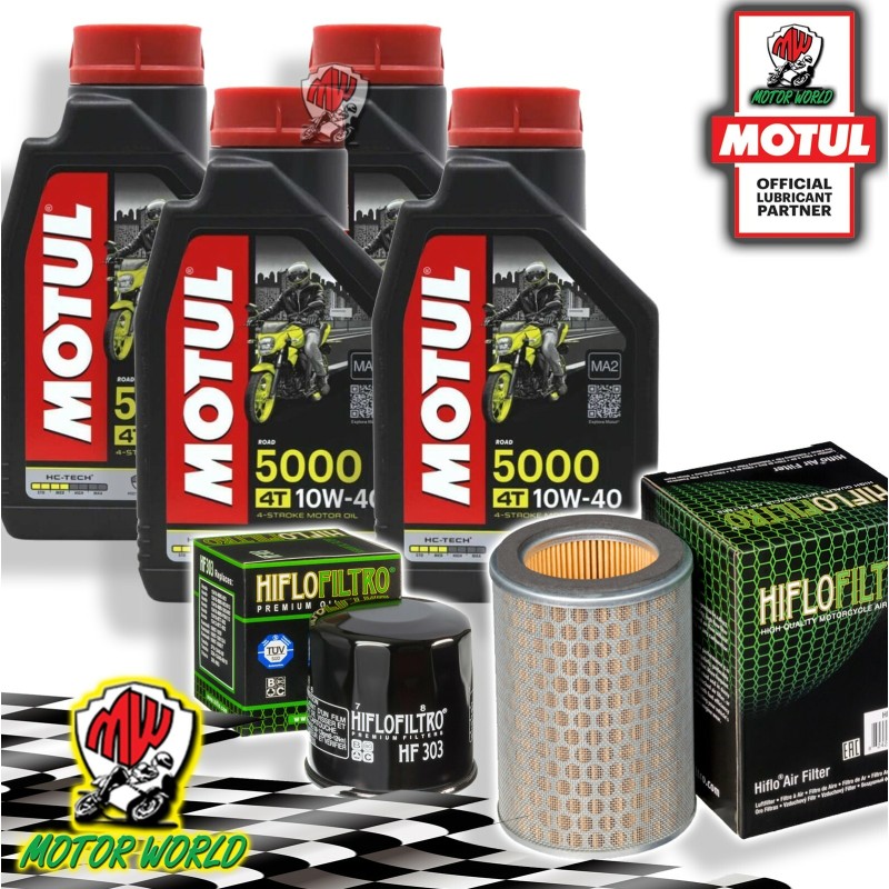 TAGLIANDO 4L MOTUL 5000 10W40 + FILTRI HIFLO HONDA CB 600 S Hornet 2002