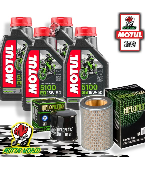 TAGLIANDO 4L MOTUL 5100 15W50 + FILTRI HIFLO HONDA CB 600 S HORNET 2002