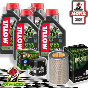 TAGLIANDO 4L MOTUL 5100 15W50 + FILTRI HIFLO HONDA CB 600 F HORNET 2005 2006