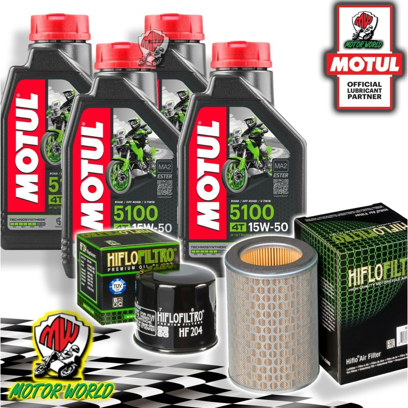 TAGLIANDO 4L MOTUL 5100 15W50 + FILTRI HIFLO HONDA CB 600 F HORNET 2005 2006