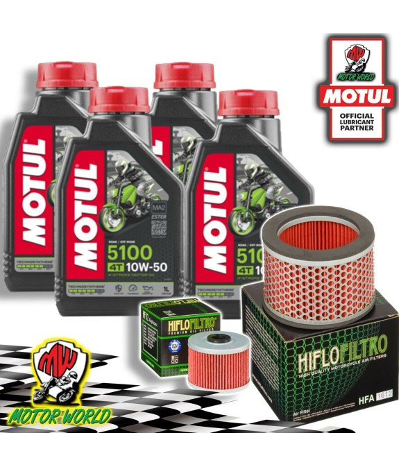 TAGLIANDO 4L MOTUL 5100 10W50 + FILTRI HIFLO HONDA NX 650 DOMINATOR 2002
