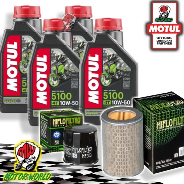TAGLIANDO 4L MOTUL 5100 10W50 + FILTRI HIFLO HONDA CB 600 S HORNET 2002