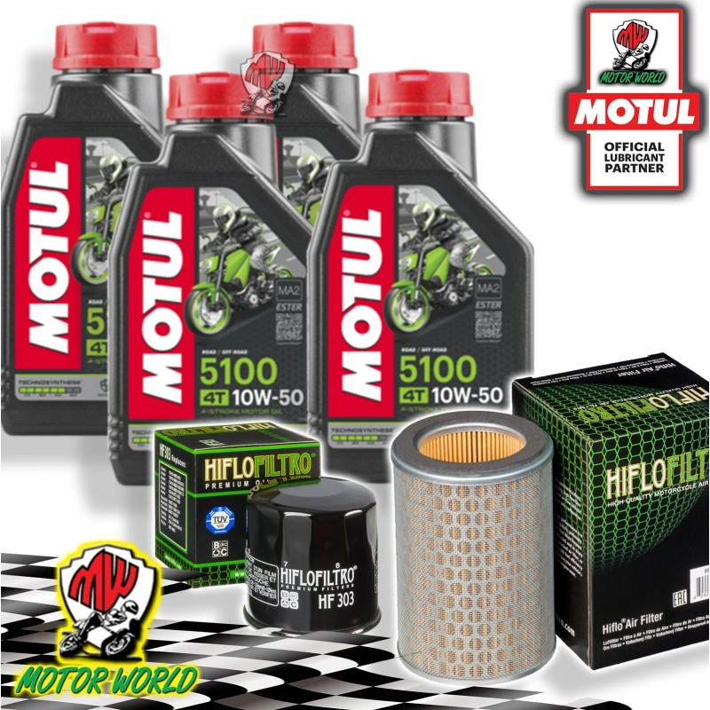 TAGLIANDO 4L MOTUL 5100 10W50 + FILTRI HIFLO HONDA CB 600 S HORNET 2002