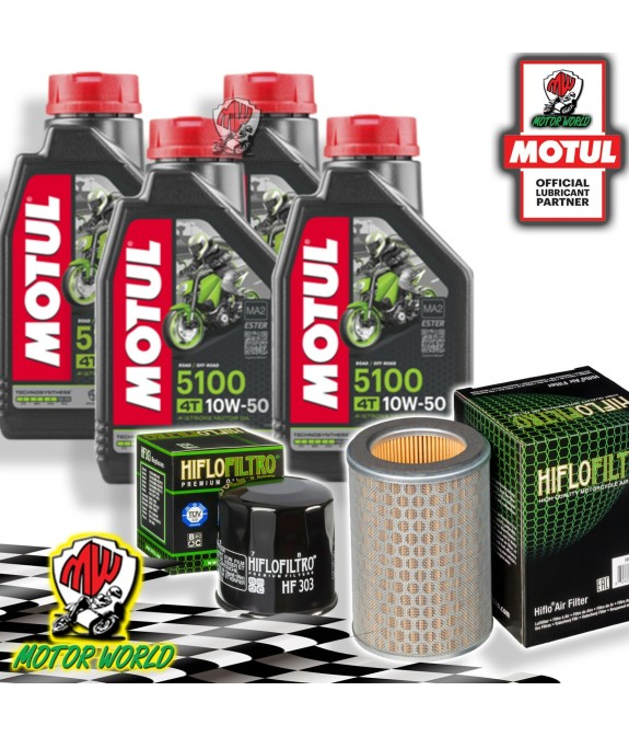 TAGLIANDO 4L MOTUL 5100 10W50 + FILTRI HIFLO HONDA CB 600 S HORNET 2002