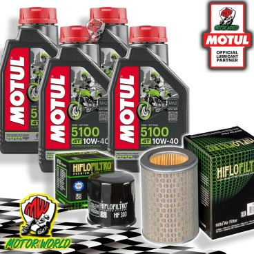TAGLIANDO 4L MOTUL 5100 10W40 + FILTRI HIFLO HONDA CB 600 S HORNET 2002