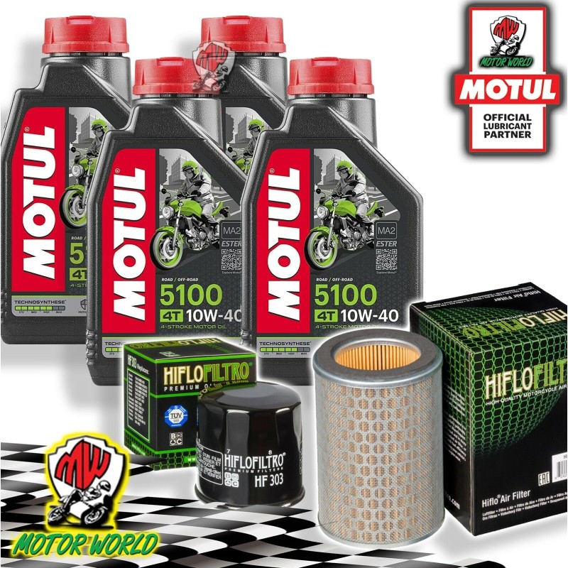 TAGLIANDO 4L MOTUL 5100 10W40 + FILTRI HIFLO HONDA CB 600 S HORNET 2002