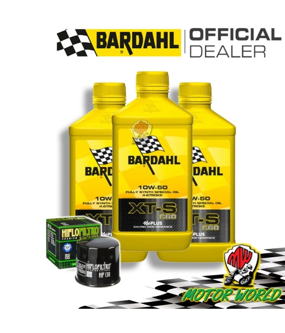TAGLIANDO RACING 3L BARDAHL XTS 10W50 + FILTRO HIFLO HF138