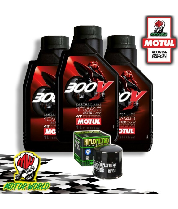 KIT TAGLIANDO RACING 3L MOTUL 300V 10W40 + FILTRO HIFLO HF138