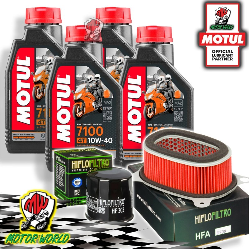 TAGLIANDO 4L MOTUL 7100 10W40 + FILTRI HIFLO HONDA XRV 650 AFRICA TWIN 2001 2002