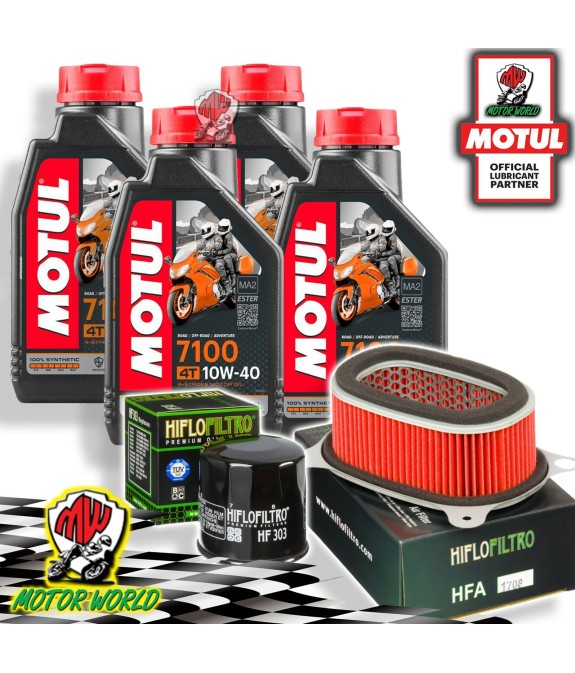 TAGLIANDO 4L MOTUL 7100 10W40 + FILTRI HIFLO HONDA XRV 650 AFRICA TWIN 2001 2002