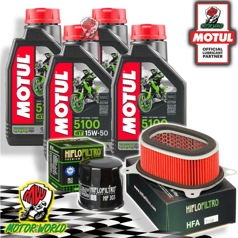 TAGLIANDO 4L MOTUL 5100 15W50 + FILTRI HIFLO HONDA XRV 650 AFRICA TWIN 2001 2002