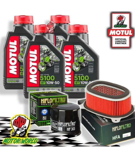 TAGLIANDO 4L MOTUL 5100 10W50 + FILTRI HIFLO HONDA XRV 650 AFRICA TWIN 2001 2002