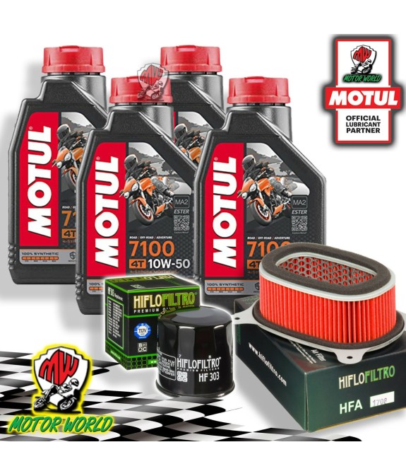 TAGLIANDO 4L MOTUL 7100 10W50 + FILTRI HIFLO HONDA XRV 650 AFRICA TWIN 2001 2002