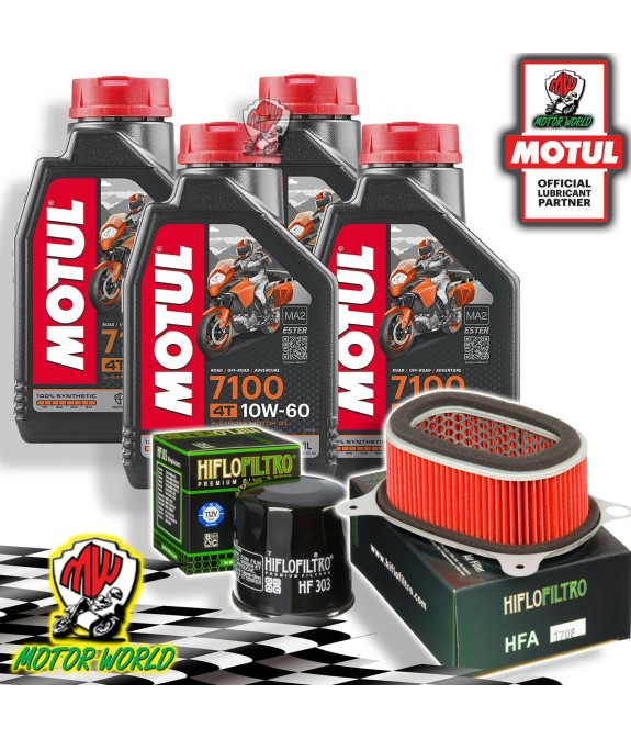 TAGLIANDO 4L MOTUL 7100 10W60 + FILTRI HIFLO HONDA XRV 650 AFRICA TWIN 2001 2002