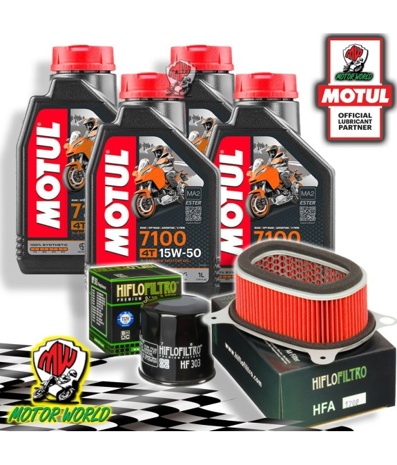 TAGLIANDO 4L MOTUL 7100 15W50 + FILTRI HIFLO HONDA XRV 650 AFRICA TWIN 2001 2002