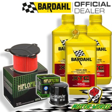 TAGLIANDO 3L BARDAHL XTC 15W50 + FILTRI HIFLO HONDA XRV 750 AFRICA TWIN 1992