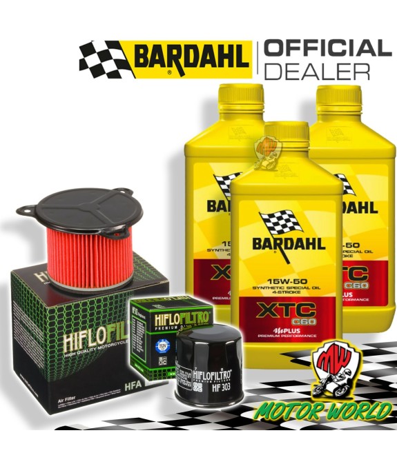 TAGLIANDO 3L BARDAHL XTC 15W50 + FILTRI HIFLO HONDA XRV 750 AFRICA TWIN 1992