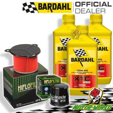 TAGLIANDO 3L BARDAHL XTC 10W50 + FILTRI HIFLO HONDA XRV 750 AFRICA TWIN 1992