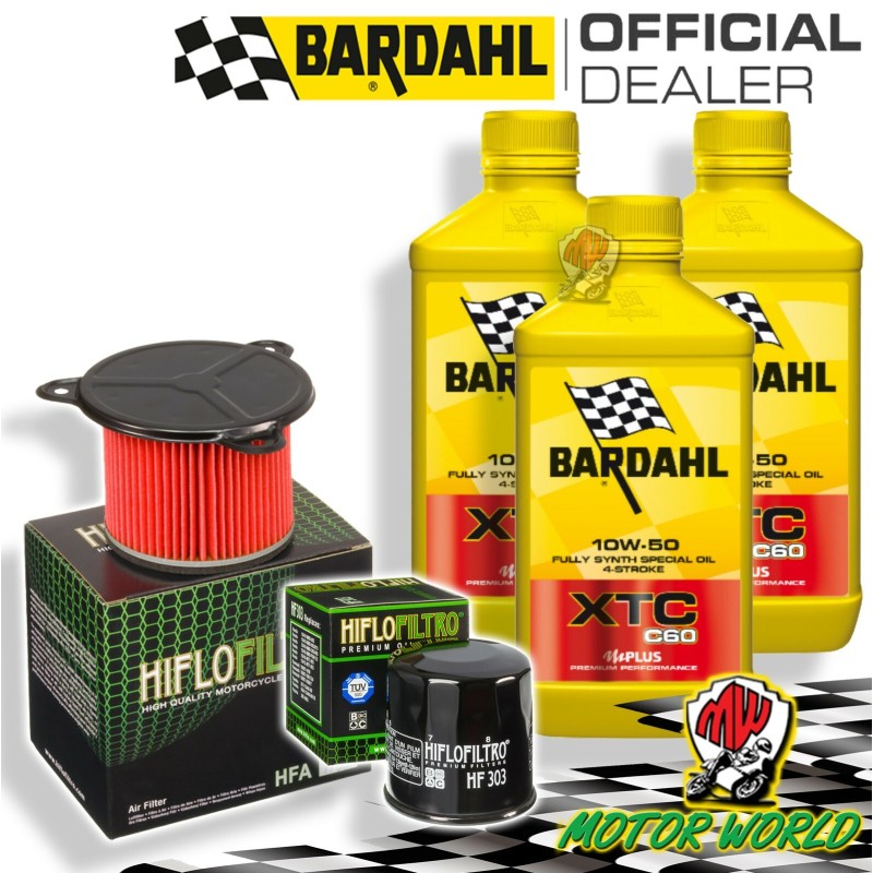 TAGLIANDO 3L BARDAHL XTC 10W50 + FILTRI HIFLO HONDA XRV 750 AFRICA TWIN 1992
