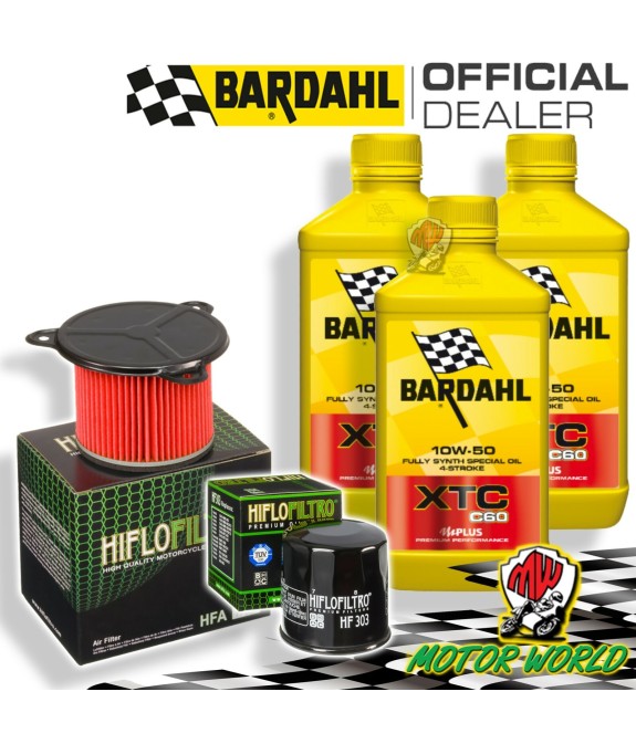 TAGLIANDO 3L BARDAHL XTC 10W50 + FILTRI HIFLO HONDA XRV 750 AFRICA TWIN 1992