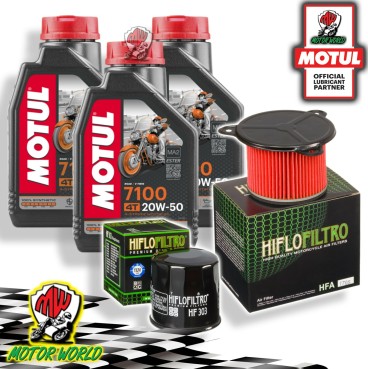 TAGLIANDO 3L MOTUL 7100 20W50 + FILTRI HIFLO HONDA XRV 750 AFRICA TWIN 1992