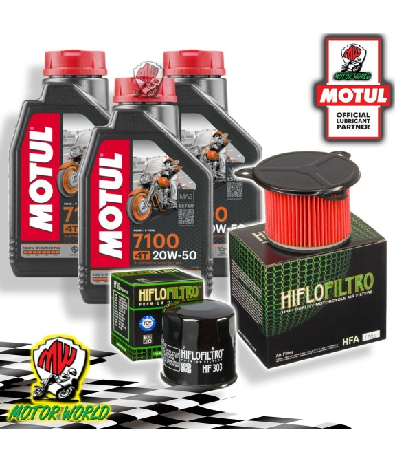 TAGLIANDO 3L MOTUL 7100 20W50 + FILTRI HIFLO HONDA XRV 750 AFRICA TWIN 1992