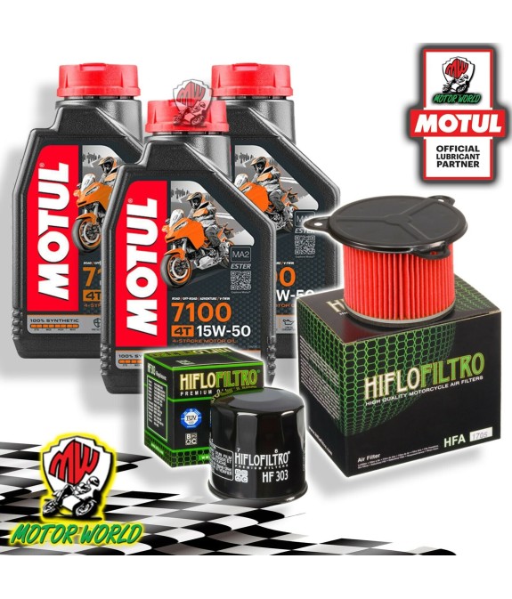 TAGLIANDO 3L MOTUL 7100 15W50 + FILTRI HIFLO HONDA XRV 750 AFRICA TWIN 1992