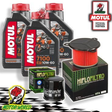 TAGLIANDO 3L MOTUL 7100 10W60 + FILTRI HIFLO HONDA XRV 750 AFRICA TWIN 1992