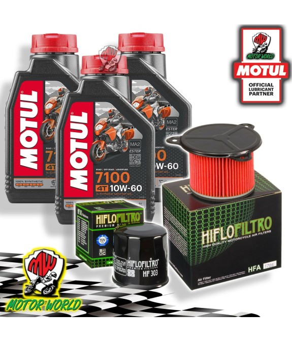 TAGLIANDO 3L MOTUL 7100 10W60 + FILTRI HIFLO HONDA XRV 750 AFRICA TWIN 1992