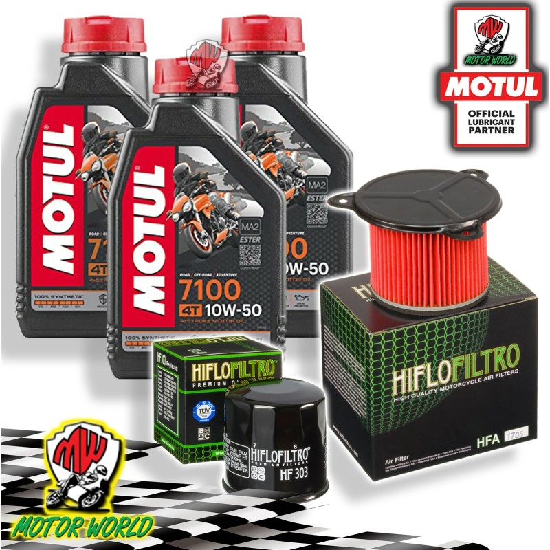 TAGLIANDO 3L MOTUL 7100 10W50 + FILTRI HIFLO HONDA XRV 750 AFRICA TWIN 1992