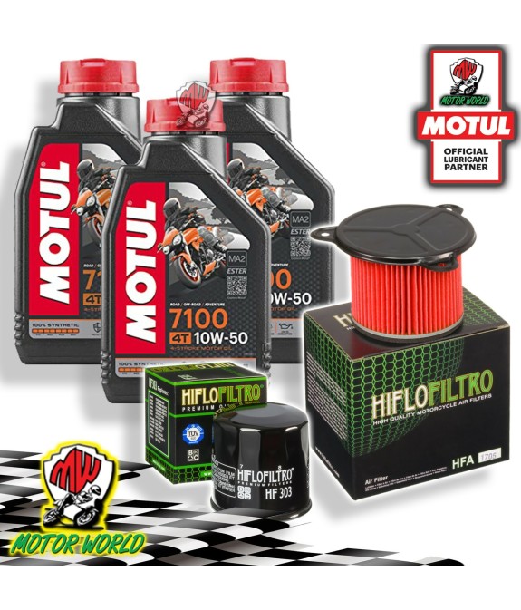 TAGLIANDO 3L MOTUL 7100 10W50 + FILTRI HIFLO HONDA XRV 750 AFRICA TWIN 1992