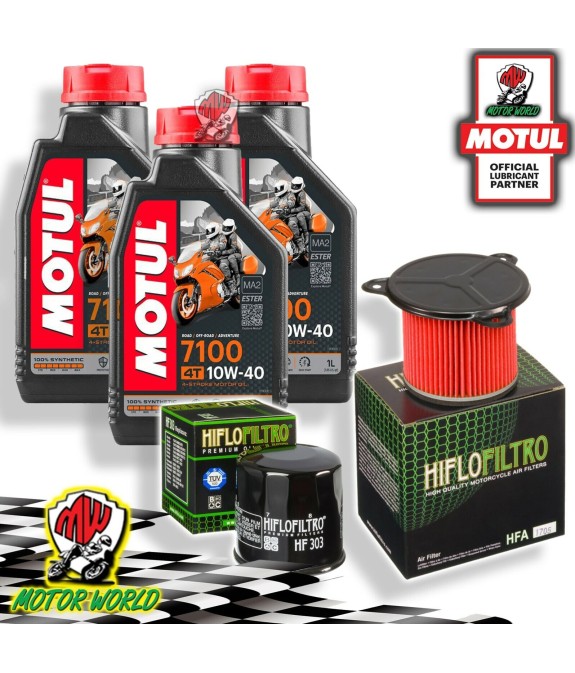TAGLIANDO 3L MOTUL 7100 10W40 + FILTRI HIFLO HONDA XRV 750 AFRICA TWIN 1992