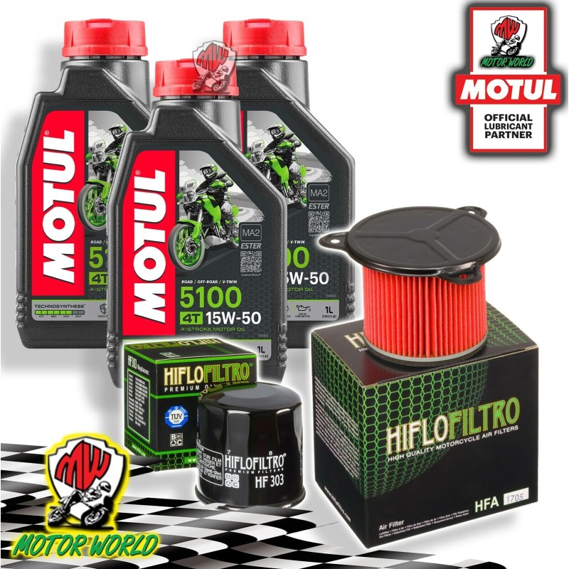 TAGLIANDO 3L MOTUL 5100 15W50 + FILTRI HIFLO HONDA XRV 750 AFRICA TWIN 1992