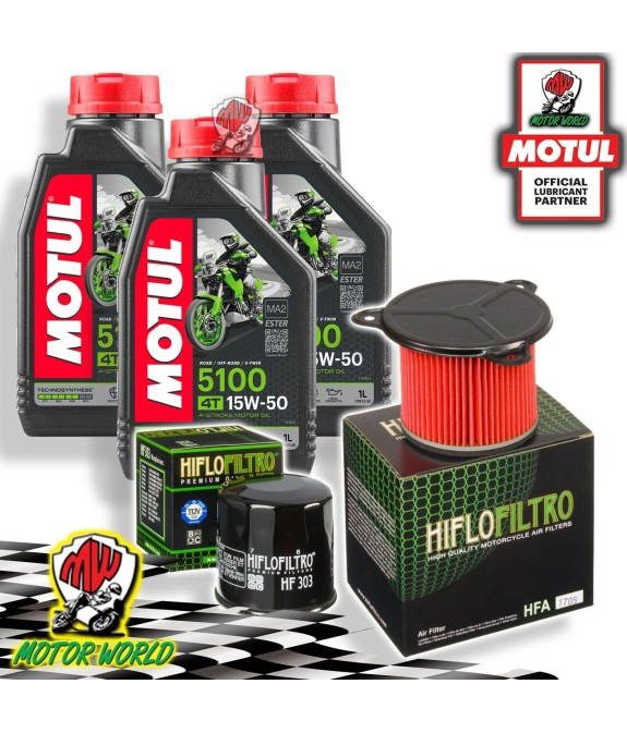 TAGLIANDO 3L MOTUL 5100 15W50 + FILTRI HIFLO HONDA XRV 750 AFRICA TWIN 1992