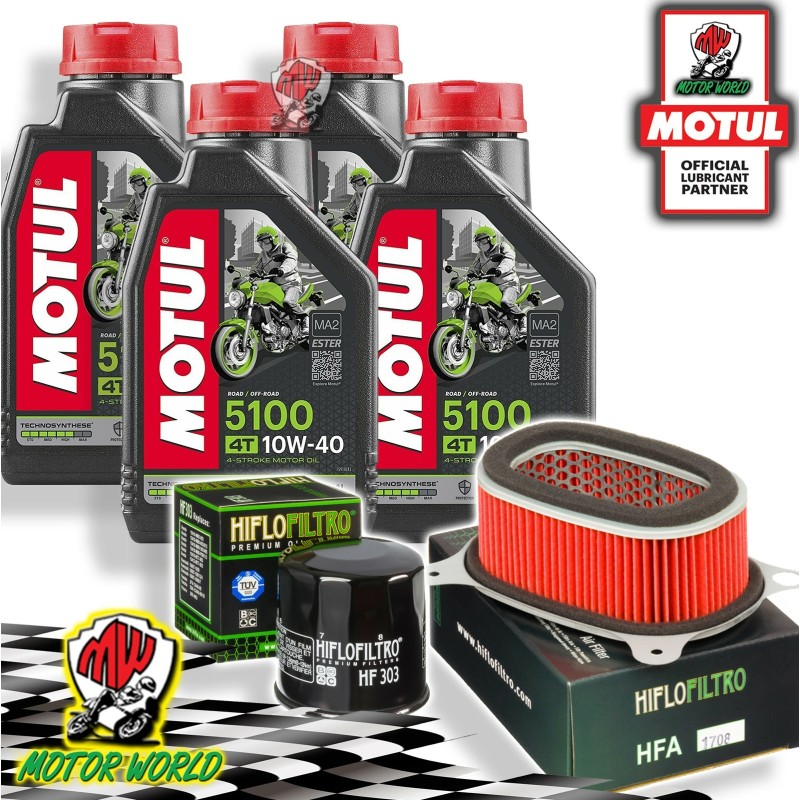TAGLIANDO 4L MOTUL 5100 10W40 + FILTRI HIFLO HONDA XRV 750 Africa Twin 2001 2002