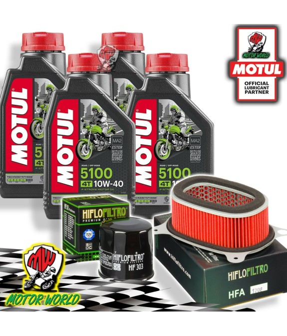 TAGLIANDO 4L MOTUL 5100 10W40 + FILTRI HIFLO HONDA XRV 750 Africa Twin 2001 2002