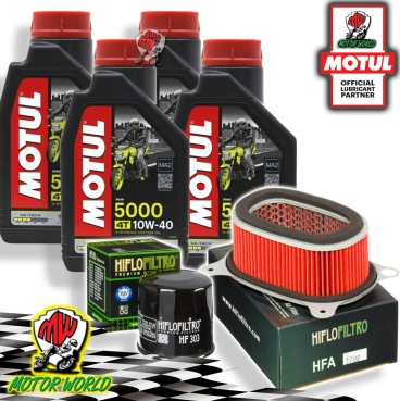 TAGLIANDO 4L MOTUL 5000 10W40 + FILTRI HIFLO HONDA XRV 750 Africa Twin 2001 2002
