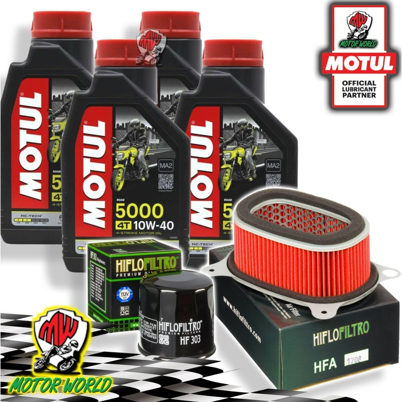 TAGLIANDO 4L MOTUL 5000 10W40 + FILTRI HIFLO HONDA XRV 750 Africa Twin 2001 2002