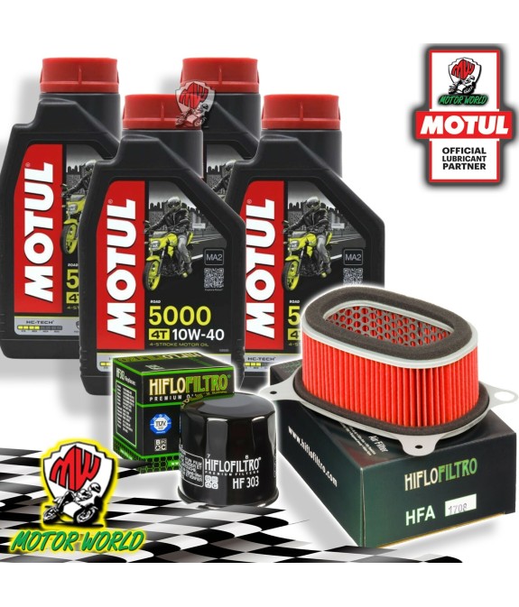 TAGLIANDO 4L MOTUL 5000 10W40 + FILTRI HIFLO HONDA XRV 750 Africa Twin 2001 2002