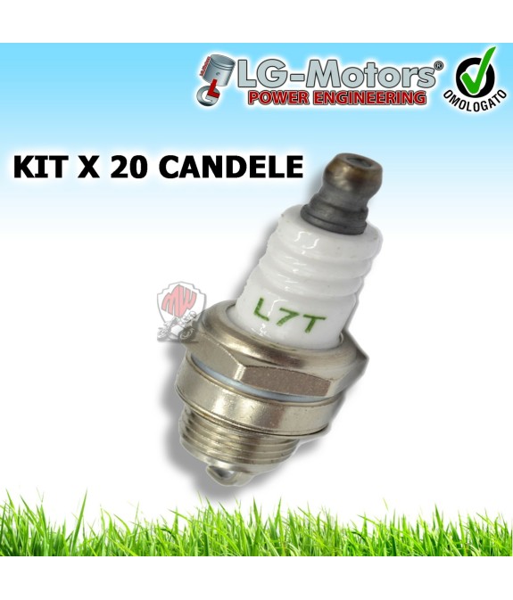 KIT 20 CANDELE UNIVERSALE PER DECESPUGLIATORE MOTOSEGA POTATORE 2 TEMPI L7T