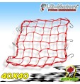 Rete Elastica MOTO ROSSA Rivestimento PP antistrappo 6 ganci regolabili cm 40X40