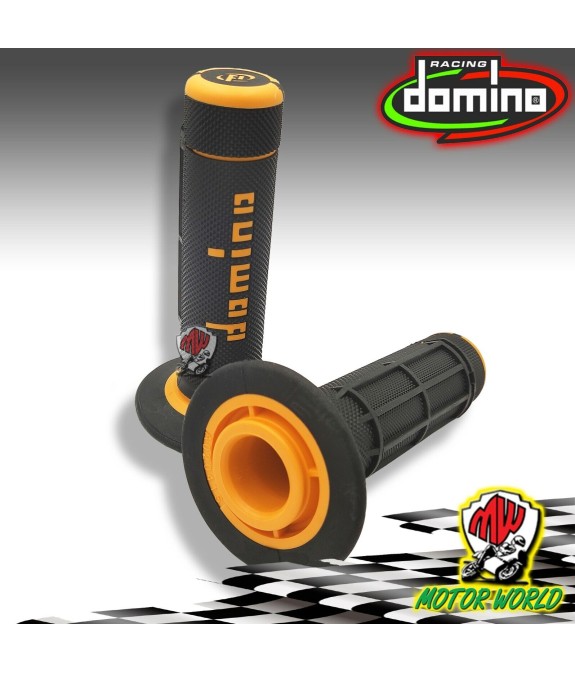 MANOPOLE DOMINO NERO/ARANCIO CROSS ENDURO OFFROAD A02041C4540A7-1 DIAMETRO 22