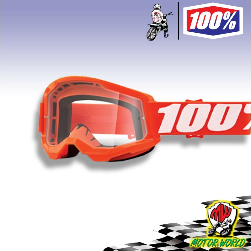 MASCHERINA OCCHIALI MASCHERA 100% STRATA 2 TRASPARENTI OFFROAD MOTO CROSS ENDURO