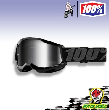 MASCHERA CROSS 100% STRATA 2 NERA LENTE A SPECCHIO