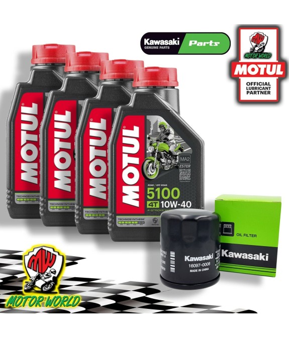 KIT TAGLIANDO MOTUL 5100 10W40 + FILTRO OLIO ORIGINALE Kawasaki