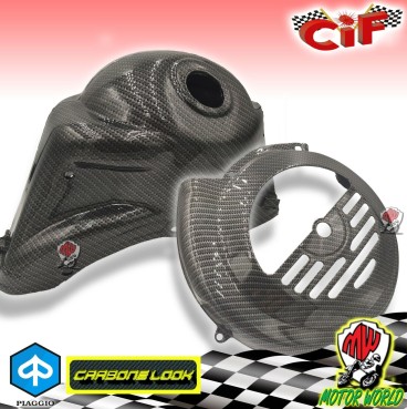 CUFFIA CILINDRO + COPRI VOLANO CARBON LOOK NERO LUCIDO VESPA 50 SPECIAL ET3 PK