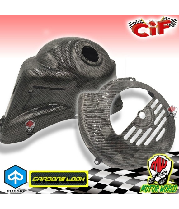 CUFFIA CILINDRO + COPRI VOLANO CARBON LOOK NERO LUCIDO VESPA 50 SPECIAL ET3 PK